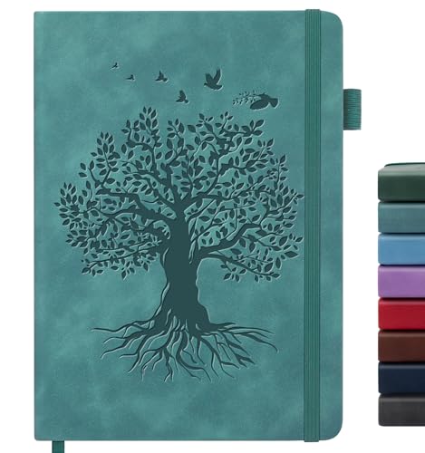 Lined Journal Notebook for Women Men, B5 Hardcover Leather Journals for Writing, 200 Pages Thick Paper, Daily Journal Notebook for Work, School, Note Taking, Business, Travel, College Ruled - color: A-Tree-Sea Green, size: 1 Pack-B5