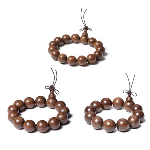 Wooden Prayer Bead Bracelets Traditional Buddhist Mala Bracelet,1pc/pack - size: Dia.18X13mm, style: JinsiTanJG
