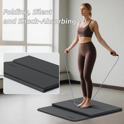 Foldable Yoga Mat Extra Thick 0.32 Inches（8mm） - SGS Certified POE Material Exercise Mat, Non-Slip Design Fitness Mats, Multi-Purpose Workout Mats for Studio or Home Use - color: Black