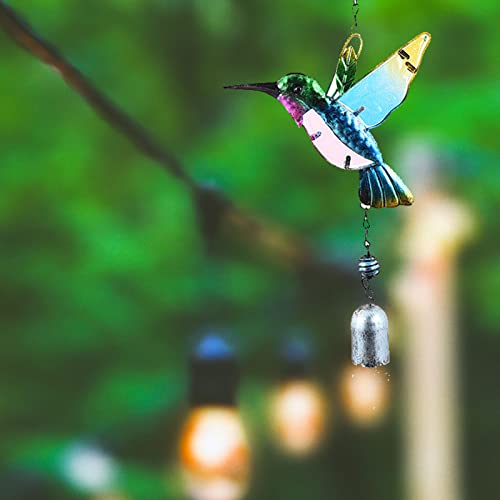 Hummingbird Decor with Bell, Hummingbird Wind Chimes, Hanging Bell Decorations for Yard, Garden, Home and Outdoor, Gift for Mom
