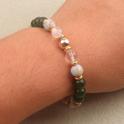 KSQS Healing Stone Bead Bracelet for Women, Natural Gemstones Balance Protection Bracelet, Spiritual Crystal Beads Bracelet Anxiety Relief with Meaning Card - style: Positivity & Joy