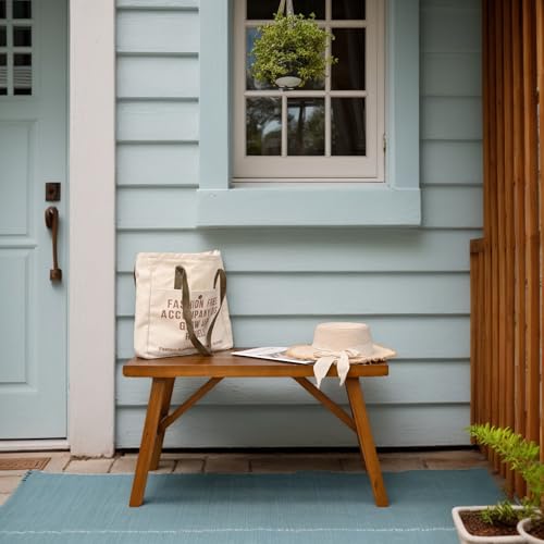 Handcrafted Solid Wood Bench, 30" - Farmhouse-Style Entryway Seating for Living & Dining Room, Rustic Design, Natural Finish - color: Brown, size: 30 Inch