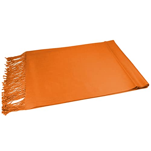 Glory Max Women Large Soft Silky Pashmina Shawl Wrap Scarf in Plain Solid Colors - color: Orange