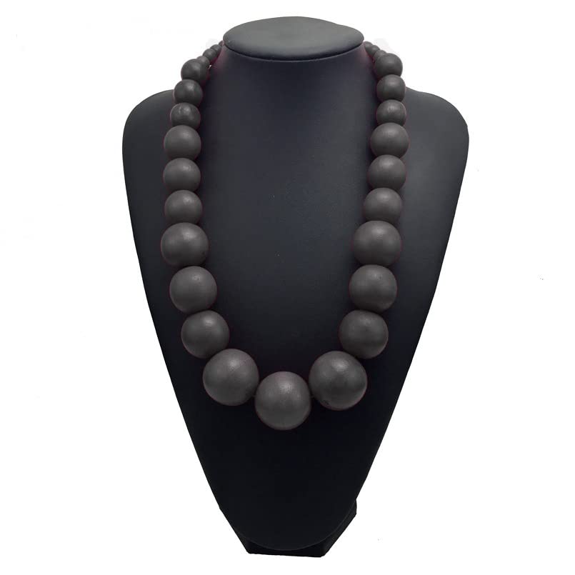 COLORFUL BLING Ethnic Natural Wood Beads Necklace for Men Women Africa Wooden Chain Chunky Strand Necklace Statement Hip Hop Jewelry - color: short black