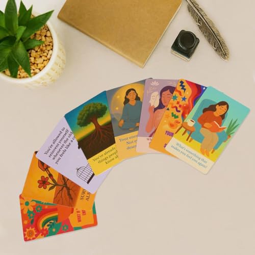 Daily Dopamine Affirmation Cards. 50 Positive Affirmation Cards for Women with Display Stan. Daily Motivational and Mindful Gift for Teens, Girls & Gen Z