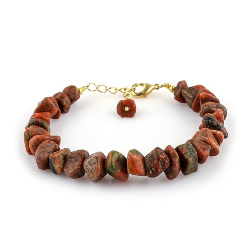 Genuine Raw Gemstone Bracelet, Handmade Bohemian Jewelry, Rough Stone Gold Plated Bracelet, Chakra & Healing Crystals, Christmas Gift for Her (Size.7+1inch)