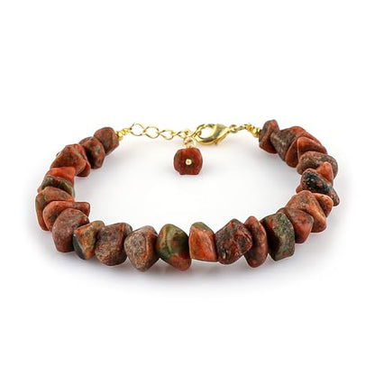 Genuine Raw Gemstone Bracelet, Handmade Bohemian Jewelry, Rough Stone Gold Plated Bracelet, Chakra & Healing Crystals, Christmas Gift for Her (Size.7+1inch)