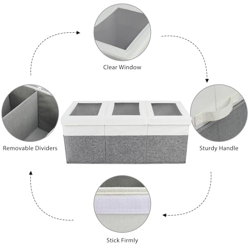 Extra Large Storage Box Bin with Lid and Dividers, Collapsible Storage Chest Organizers, Organizer Box for Closet,Dorm Room,Living Room,Bedroom 30 * 13 * 12 Inches