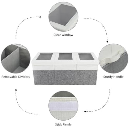 Extra Large Storage Box Bin with Lid and Dividers, Collapsible Storage Chest Organizers, Organizer Box for Closet,Dorm Room,Living Room,Bedroom 30 * 13 * 12 Inches