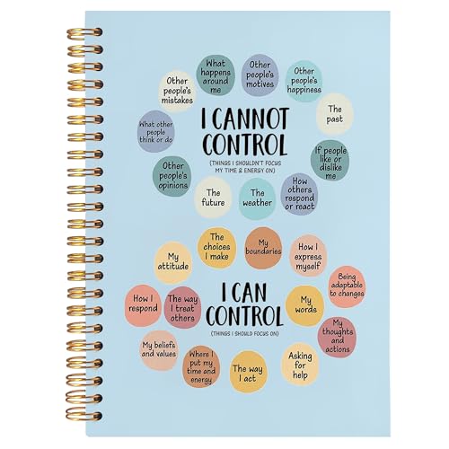 BearCake Notebook Journal, Blue Floral Notebook for Women,Journal for Women, Aesthetic Office Supplies Hardcover Spiral Notebook 5.5x8.3 642 - color: physiotherapy-Controllable or uncontrollable blue