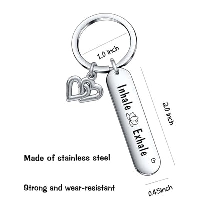 De&ai Yoga Jewelry Religious Gift Faith Jewelry Yoga Lover Keychain Daily Reminder Keychain Breathe Keyring Meditation Gift Inhale Exhale Key Chain (Inhale Exhale Keyring)