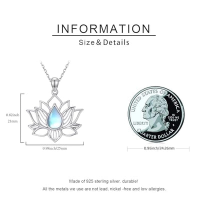 Lotus Necklaces for Women 925 Sterling Silver 7 Chakra/Yin Yang Pendant Necklace Spiritual Lotus Jewelry Birthday Yoga Gifts - style: Moonstone-Lotus