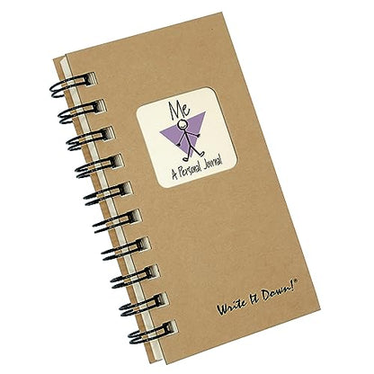 Write it Down series by Journals Unlimited, Guided Journal, Me, A Personal Journal, Mini-Size 3”x5.5”, Kraft Hard Cover, Made in USA