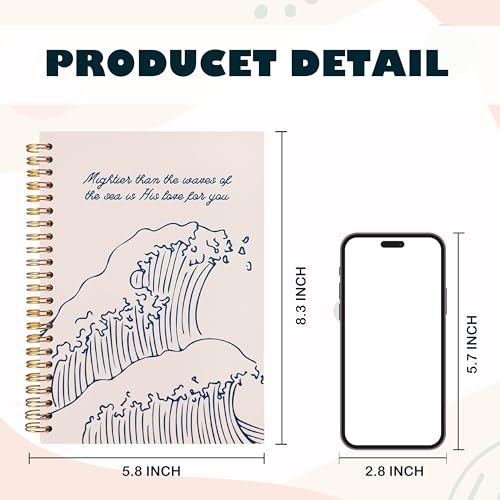 BearCake Mental Health Journal Notebook- Mightier Than The Waves,motivational gifts,Journal,motivational journals for women,Spiral Notebook 5.5x8.3 - color: Bible-sea wave physiotherapy