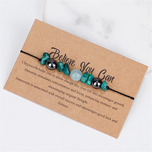 Chakra Gravel Beaded Bracelet with Wish Card for Women Men Adjustable Braide String Spiritual Crystal Stone Bracelet Yoga Meditation Anxiety Relief Jewelry Birthday Gift