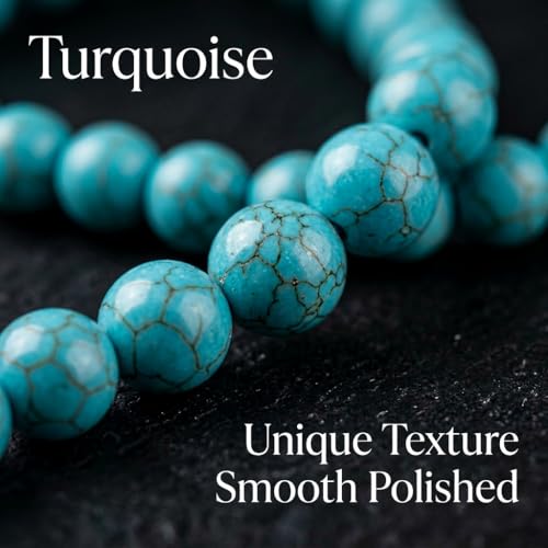 JAYUMO 8mm Mala Beads Necklace Natural Stone Meditation Statement Necklace Hand Knotted Japa Yoga Rosary Prayer Beaded Tassel Necklace - color: turquoise