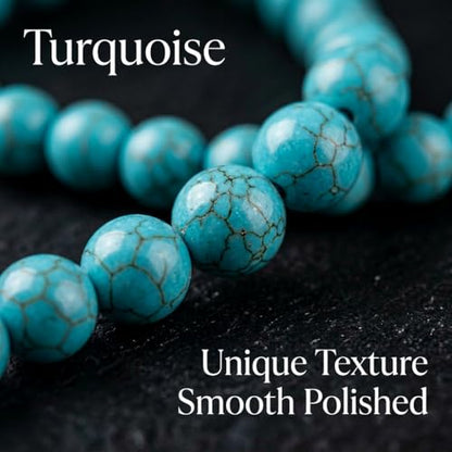 JAYUMO 8mm Mala Beads Necklace Natural Stone Meditation Statement Necklace Hand Knotted Japa Yoga Rosary Prayer Beaded Tassel Necklace - color: turquoise