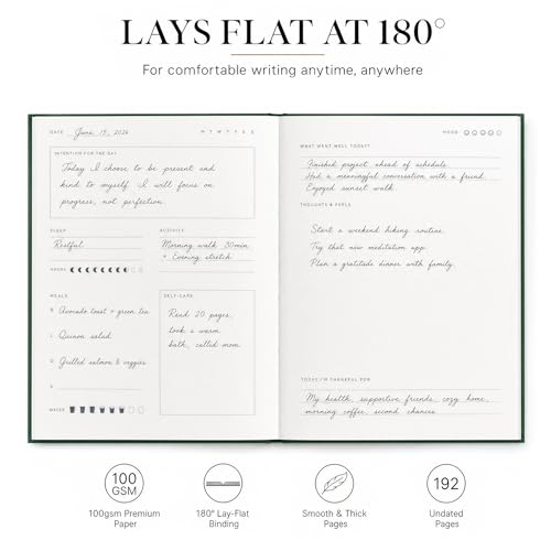 &And Per Se Wellness Journal, Self Care & Daily Journal for Women, Mental Health Planner with Habit Tracker, Diet & Goals, Undated, Gift-Ready (Celestial Green) - color: J-Celestial Green