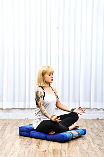 Leewadee Foldable Floor Mattress – 2 in 1 Floor Meditation Mat for Yoga and Relaxation, Seating Futon with Kapok - color: Sf28 - Blue