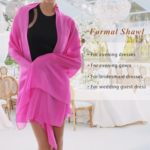 RIIQIICHY Women Shawls and Wraps for Evening Dresses Like Chiffon Silk Scarf Formal Silky Pashmina Shawls for Weddings - color: Rose Pink
