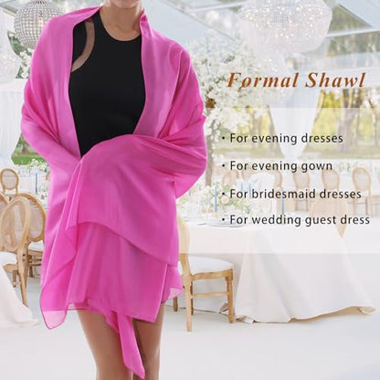RIIQIICHY Women Shawls and Wraps for Evening Dresses Like Chiffon Silk Scarf Formal Silky Pashmina Shawls for Weddings - color: Rose Pink