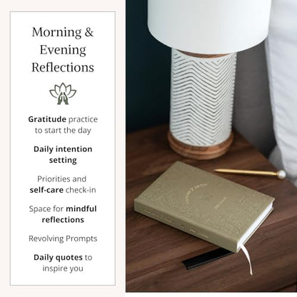 5 Minute Guided Journal | Daily Morning & Evening Prompts for Mindfulness, Gratitude & Self-Care | Weekly Coloring Pages | Stress Relief, Intention Setting & Emotional Wellness Journal - color: Green