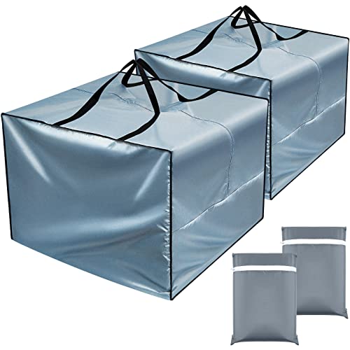 Patelai 2 Pcs Outdoor Patio Cushion Storage Bags, 32 x 32 x 24'' 105 Gallon Moving Bags with Zipper Handles Waterproof Oxford for Christmas Tree Picnic Patio Furniture Pillow Storage (Gray) - color: Grey