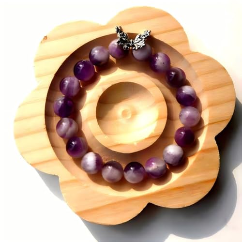 Natural Handmade Healing Chakra Bracelet - color: 10mm-Amethyst-Butterfly-FOR 7-8 INCH WRIST