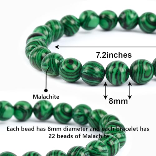 Natural Energy Healing Stone Charm Bracelet 8mm Natural Energy Healing Lava Rock Bracelet - Unisex - color: ZLY-Malachite