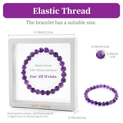 Amethyst Bracelet for Chakra & Yoga, Handmade Stretch Beaded Bracelets for Spiritual Positive Energy