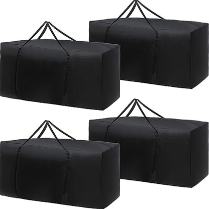 Silkfly 4 Pack Patio Cushion Storage Bags 68 Inch Waterproof Outdoor Furniture Cushion Bag with Handles, Extra Large 420d Oxford Fabric Storage Cover for Backyard Deck Garden, Black