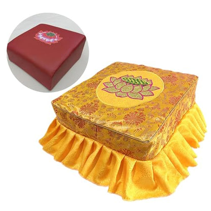 Kneeling Meditation Stool with Washable Cover 18.50x18.50x9.84inch Flat Seat Prayer Stool Comfortable Floor Seat for Adults- Yellow Set