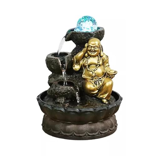 Meditation Decor, Living Room Decoration Fountain Study Tea Room Tabletop Flowing Water Decoration Chinese Style Landscape Tabletop Flowing Water Decoration ,Office Home Decor for Good Luck (C )
