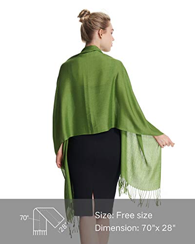 EURKEA Women's Scarf Pashmina Silky Soft Shawls Wraps Stole for Evening, Wedding and Gift - color: Grass