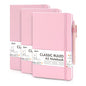 feela 3 Pack Notebooks Journals Bulk, Hardcover Notebook Classic Ruled Lined Journals with Pen Holder for Women Girls School Business Supplies, with 3 Black Pens, 120 GSM, 5.1”x8.3”, A5, Rose Pink - color: 3 Rose Pink