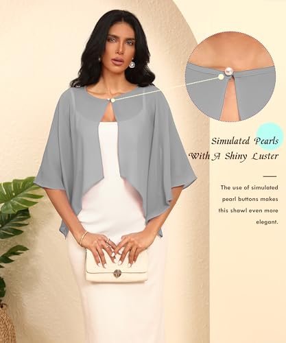 Chiffon Large Capelets Shawl Wraps Women's Girls Shrug for Evening Dress Wedding Cape Cover Up 1920s
