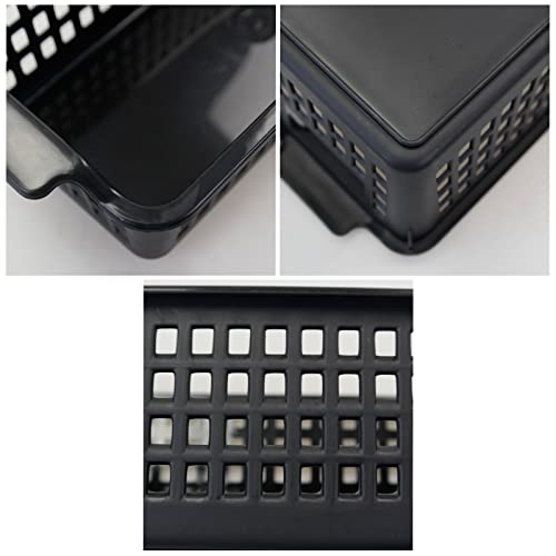 Slim Plastic Storage Baskets, Black, 6 Packs