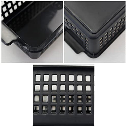 Slim Plastic Storage Baskets, Black, 6 Packs
