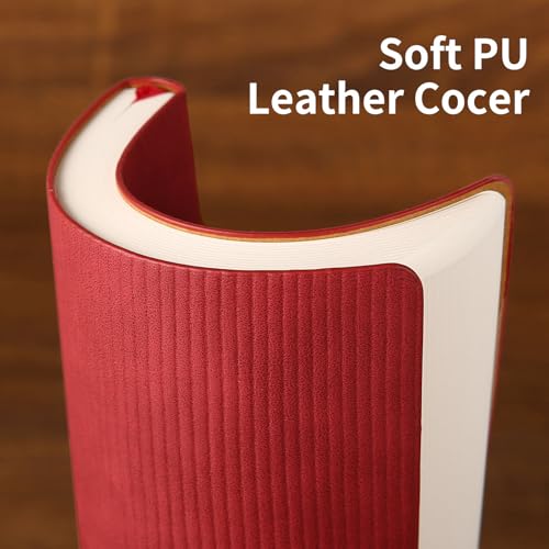 Lined Journal Notebook for Work College Ruled Note Book 5.79"x8.27" A5 PU Leather Daily Journaling 216 Pages for Women Men Writing Home School Supplies Business (Red) - color: 08-Red-1pack, style: A5 Lined 216pages