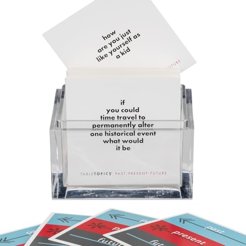 TableTopics Past Present Future - 135 Thought Provoking Conversation Cards. Gifts for Men, Women, Grandparents, Professional - Celebrate The Past and Live in The Present and Dream of The Future