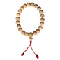 Handcrafted Lotus Seed Prayer Bead Bracelet, Traditional Himalayan Mala, Red Tassel, Natural Speckled Beads