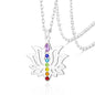 VASSAGO Lotus Flower Chakra Necklace for Women Lotus Flower Necklace 7 Chakra Pendant OM Symbol Buddha Amulet Spiritual Healing Jewelry Yoga Meditation Gift - color: Silver