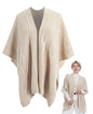MissShorthair Knit Shawl Wraps for Women Boho Crochet Shawls Cape Open Front Cardigan - color: Beige 2