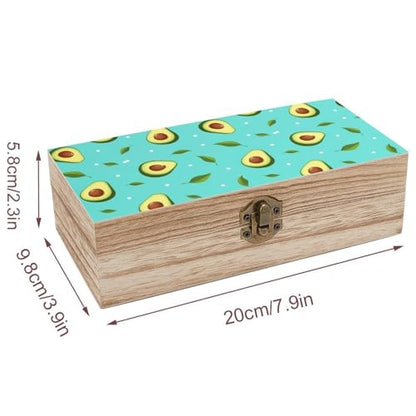 Rectangle Decorative Storage Box, Wooden Keepsake Organizer with Hinged Lid Avocado Green, Jewelry Memory for Birthday Office