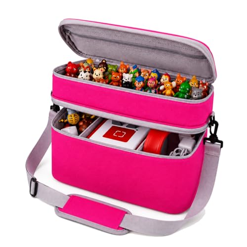 Bevegekos Carrying Storage Travel Bag for Toniebox 2 Starter Set, for 25+ Tonie Figures, Charging Station & Headphone, Case Only (Rosy/Pink, Large) - color: Rosy/Pink