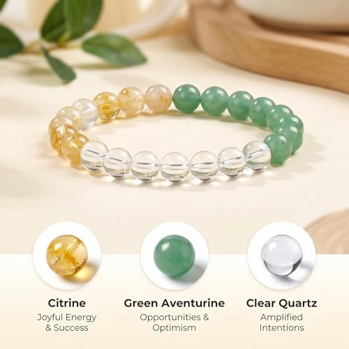 Bivei Protection Bracelet, Strength Crystal Healing Bracelet 8MM - Spiritual Stretch Beaded Jewelry for Women Men Gift - color: Good Luck