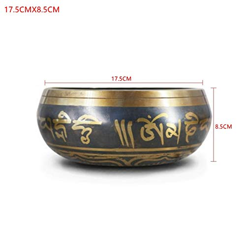 Tibetan Singing Bowl Buddhism Meditation Bell Hand Hammered Buddhist Brass Bowl (17.5CMX8.5CM) - size: 17.5CMX8.5CM