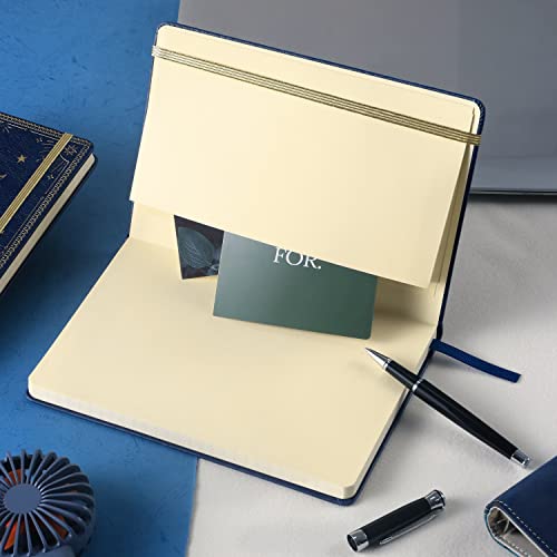 Artfan Ruled Notebook/Journal – Premium Thick Paper Faux Leather Classic Writing Notebook with Pocket + Page Dividers Gifts, Banded, Large, 144 Pages, Hard Cover, Lined (5.8''x 8.4'') - Blue - color: BLUE
