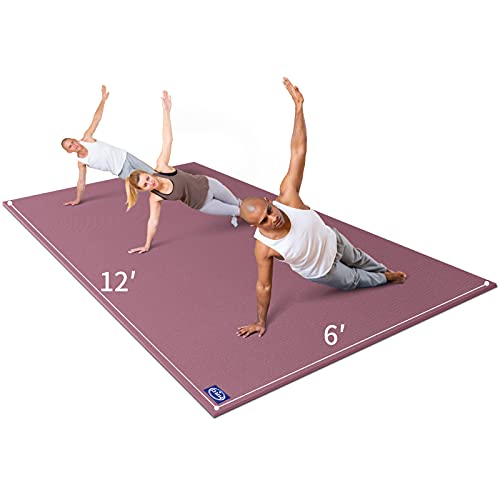 MRO Extra Large Yoga Mat, 12'x6'/9'x6'/7'x5'/6'x4' (9MM) Extra Wide and Thick Exercise Mats for Home Gym Workout, Non-Slip, Soft for Women and Men Fitness, Ideal for Barefoot Yoga, Pilates, stretching - color: Purple, size: 6*12 FT