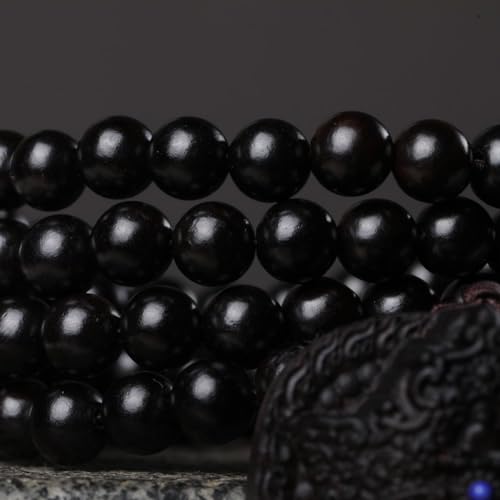 Zen Dear Unisex Natural Ebony Wood Buddhist Prayer Bead Necklace Bracelet Tibetan Prayer Mala Beaded Black - style: 08mm 108beads+guanyin